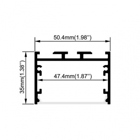 AS5032A Suspended profile 50x35mm svart-opal diffuser