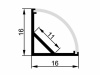 CR1616 Corner 16x16mm profil, Vit CR1616 Corner 16x16mm profil, Vit