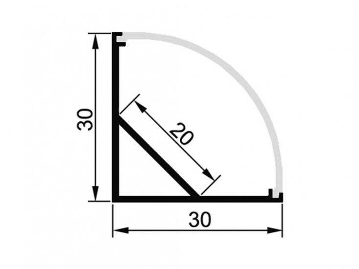 CR3030 corner aluminium profile 30x30 with diffuser