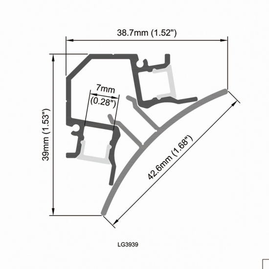 LG7676 Profile 76x76mm - opal diffuser / silver base